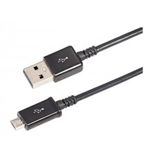 USB кабель microUSB 1 м длинный штекер черный REXANT