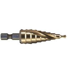 Сверло ступенчатое HSS-TiN с коническим желобком, 4-12, хв 6-ти гран MAKITA