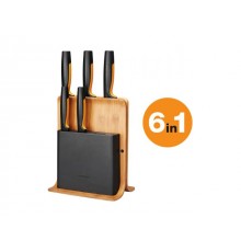 Набор ножей 5 шт бамбуковый блок FF Fiskars